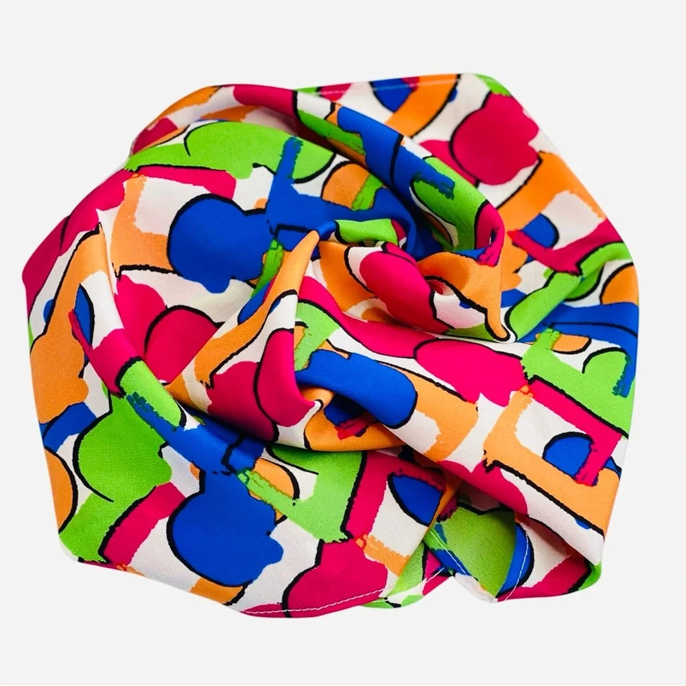 NWT SILKLETTE ‘Conversations’ 100% Fine Silk Kerchief Scarf MULTICOLOR